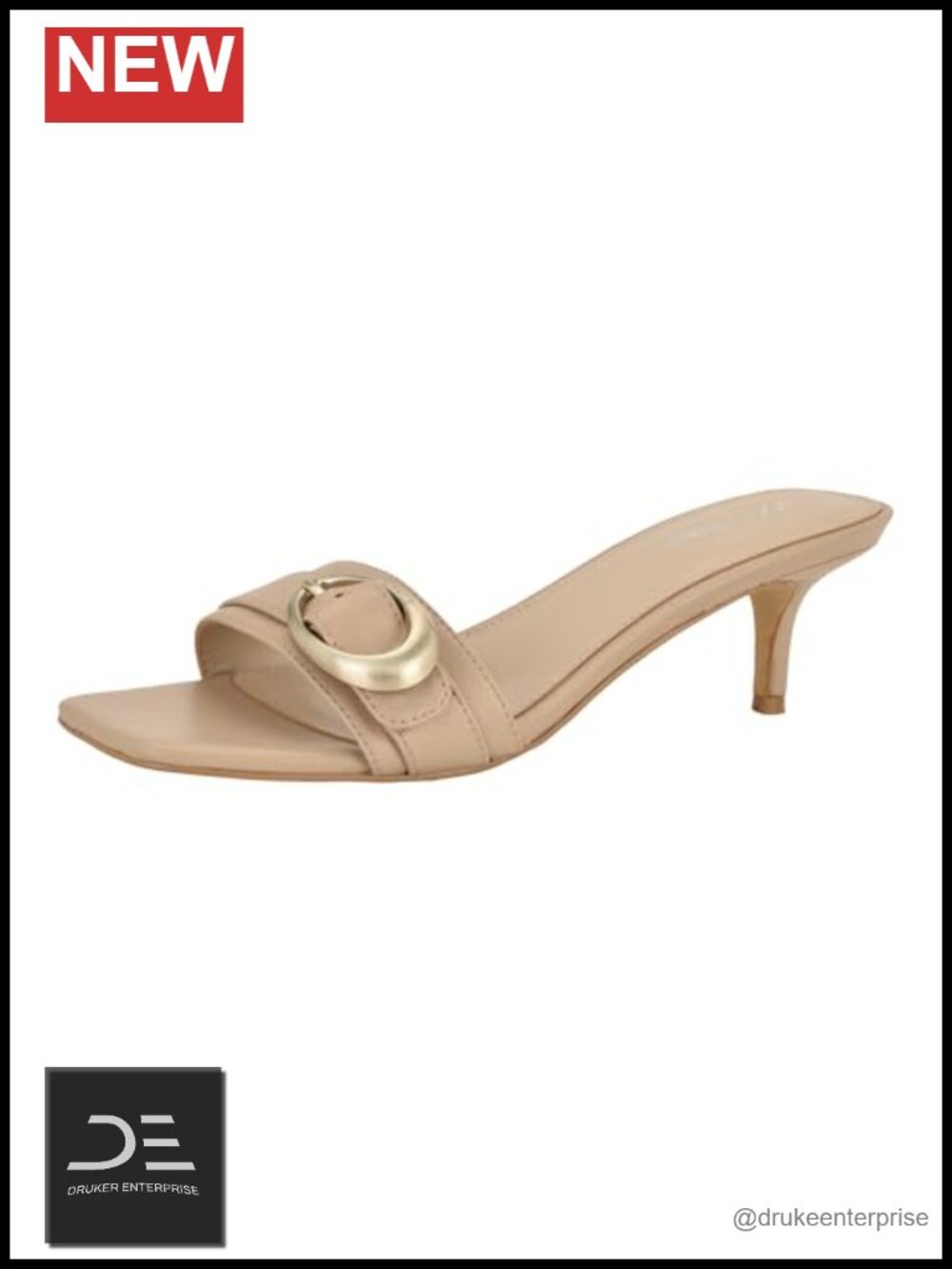 Calvin Klein Neveena Kitten Heel Slingback Sandals Faux Leather